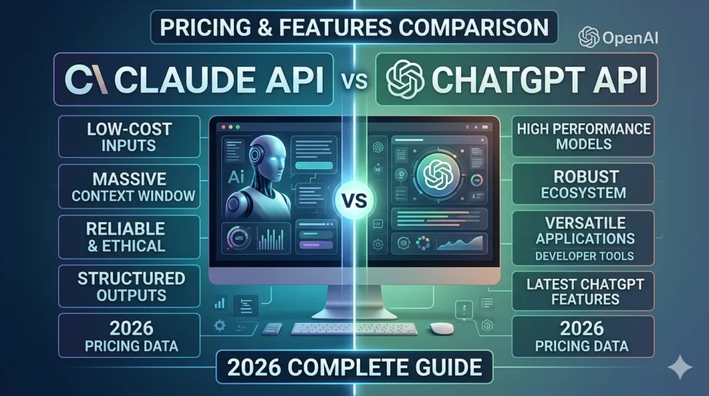 Claude API vs ChatGPT API – Pricing & Features Comparison – 2026 Guide